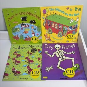 Four New Kids baby books‎ CD Sing Along Interactive Wheels Bus Ants Bones Meadow